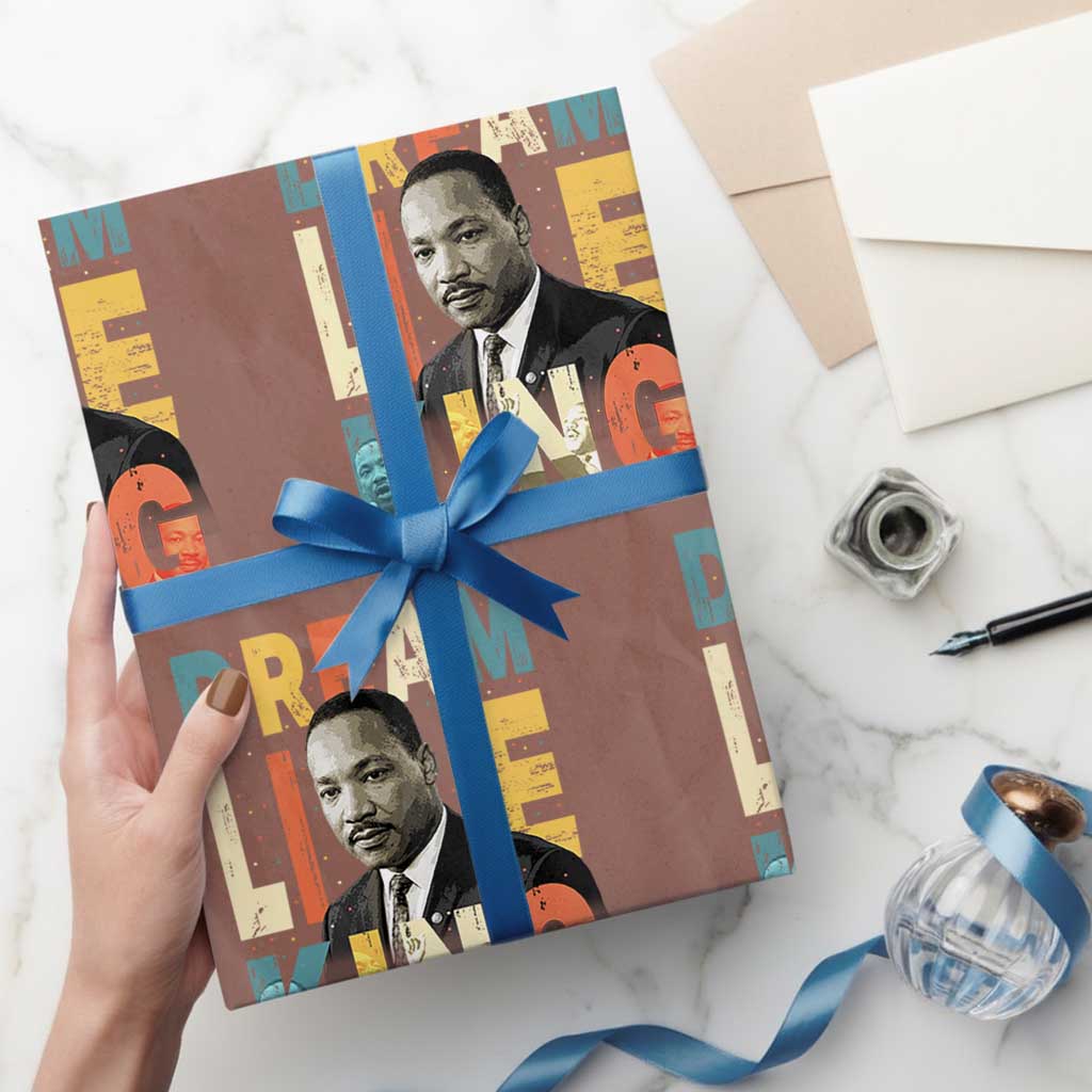 Dream Like King Inspirational MLK Graphic Wrapping Paper Roll Civil Rights Legacy Tribute