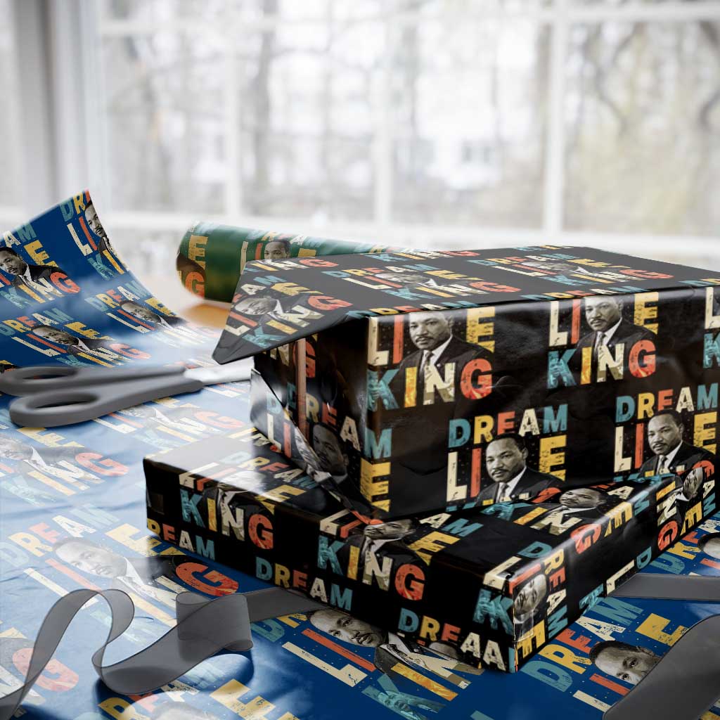 Dream Like King Inspirational MLK Graphic Wrapping Paper Roll Civil Rights Legacy Tribute