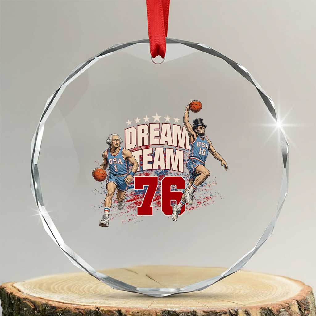 Dream Team 76 Founding Fathers Playing Basketball Crystal Glass Ornament Funny George Washington Abraham Lincoln Patriotic Sports Fan