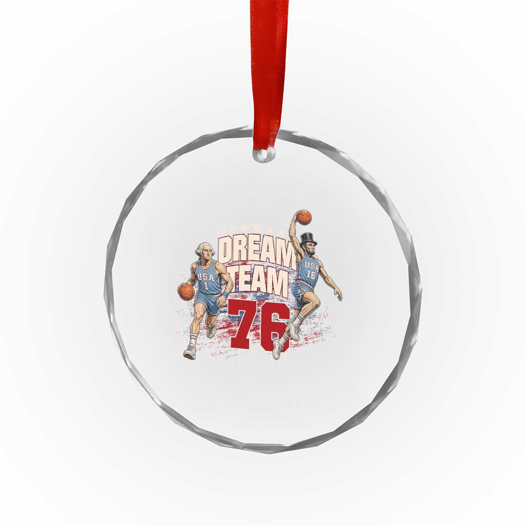 Dream Team 76 Founding Fathers Playing Basketball Crystal Glass Ornament Funny George Washington Abraham Lincoln Patriotic Sports Fan
