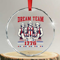 Dream Team of 1776 Funny Basketball 4th of July Founding Fathers Crystal Glass Ornament