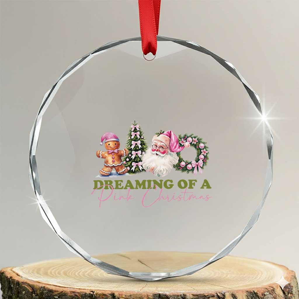 Dreaming Of A Pink Xmas Crystal Glass Ornament TS09