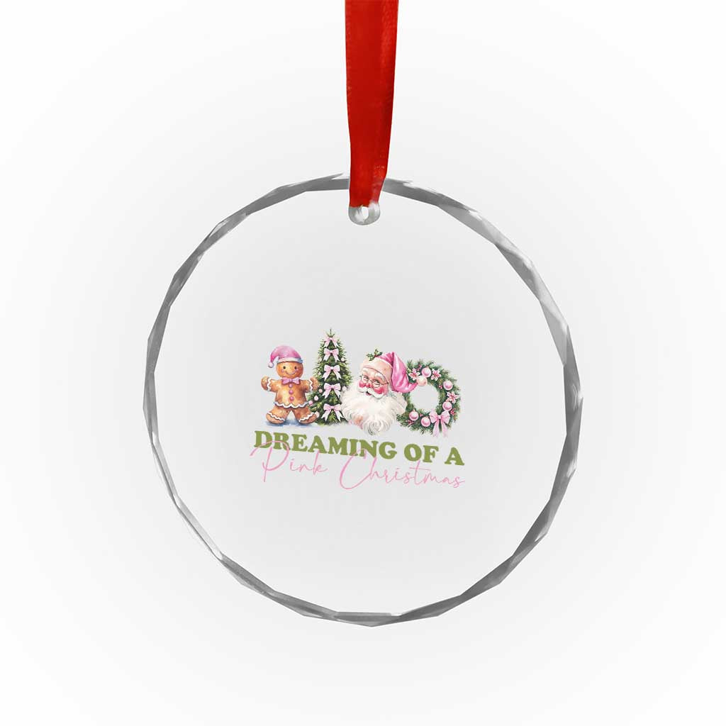 Dreaming Of A Pink Xmas Crystal Glass Ornament TS09