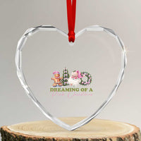 Dreaming Of A Pink Xmas Heart Crystal Glass Ornament - Wonder Print Shop