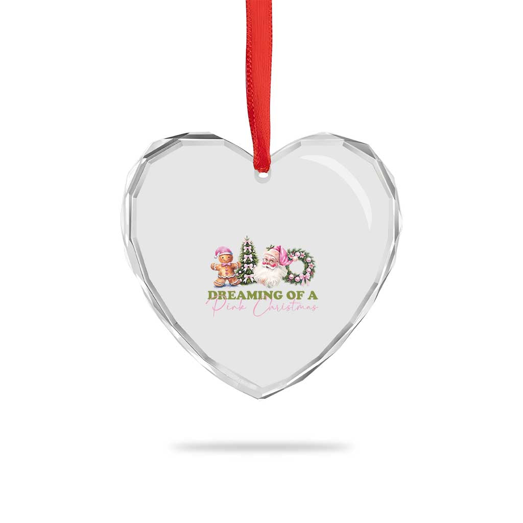 Dreaming Of A Pink Xmas Heart Crystal Glass Ornament - Wonder Print Shop