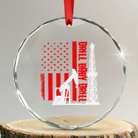 Drill Baby Drill American Flag Crystal Glass Ornament Distressed Oil Rig Oildfield Energy Industry - Wonder Print Shop