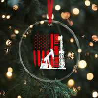 Drill Baby Drill American Flag Crystal Glass Ornament Distressed Oil Rig Oildfield Energy Industry - Wonder Print Shop