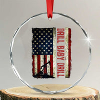 Drill Baby Drill American Flag Crystal Glass Ornament Oil Rig Oildfield Energy Industry Patriot - Wonder Print Shop