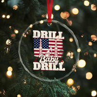 Drill Baby Drill American Flag Crystal Glass Ornament Retro Oilfield Oil Rig Patriot - Wonder Print Shop