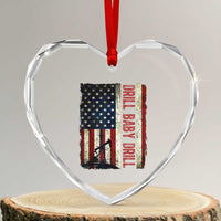 Drill Baby Drill American Flag Heart Crystal Glass Ornament Oil Rig Oildfield Energy Industry Patriot - Wonder Print Shop