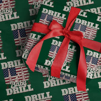 Drill Baby Drill American Flag Wrapping Paper Roll Retro Oilfield Oil Rig Patriot - Wonder Print Shop