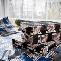 Drill Baby Drill American Flag Wrapping Paper Roll Retro Oilfield Oil Rig Patriot - Wonder Print Shop