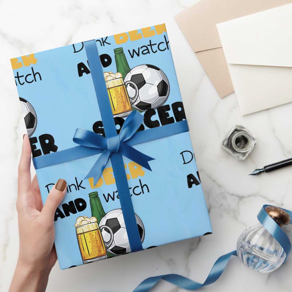 Drink Beer And Watch Soccer Wrapping Paper Roll Funny Drinking Lover