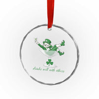 Drink Well With Others Crystal Glass Ornament Funny Leprechaun Drinking Green Beer Shamrock