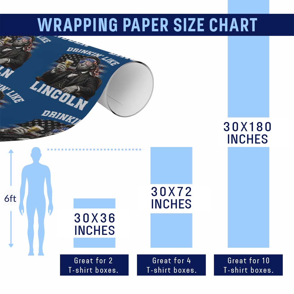 Drinkin Like Lincoln Wrapping Paper Roll Abraham Lincoln 4th of July Beer Lover