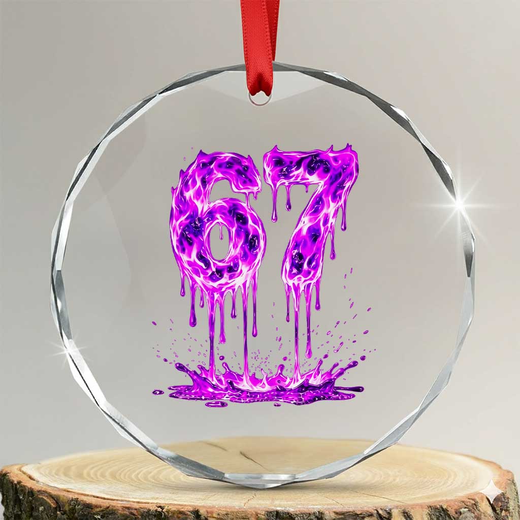 Drip Fire Flame Six Seven Crystal Glass Ornament Trendy Meme Gift