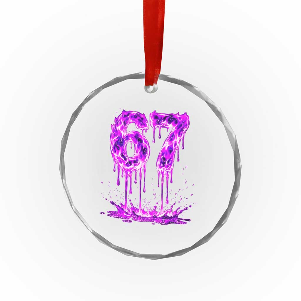 Drip Fire Flame Six Seven Crystal Glass Ornament Trendy Meme Gift