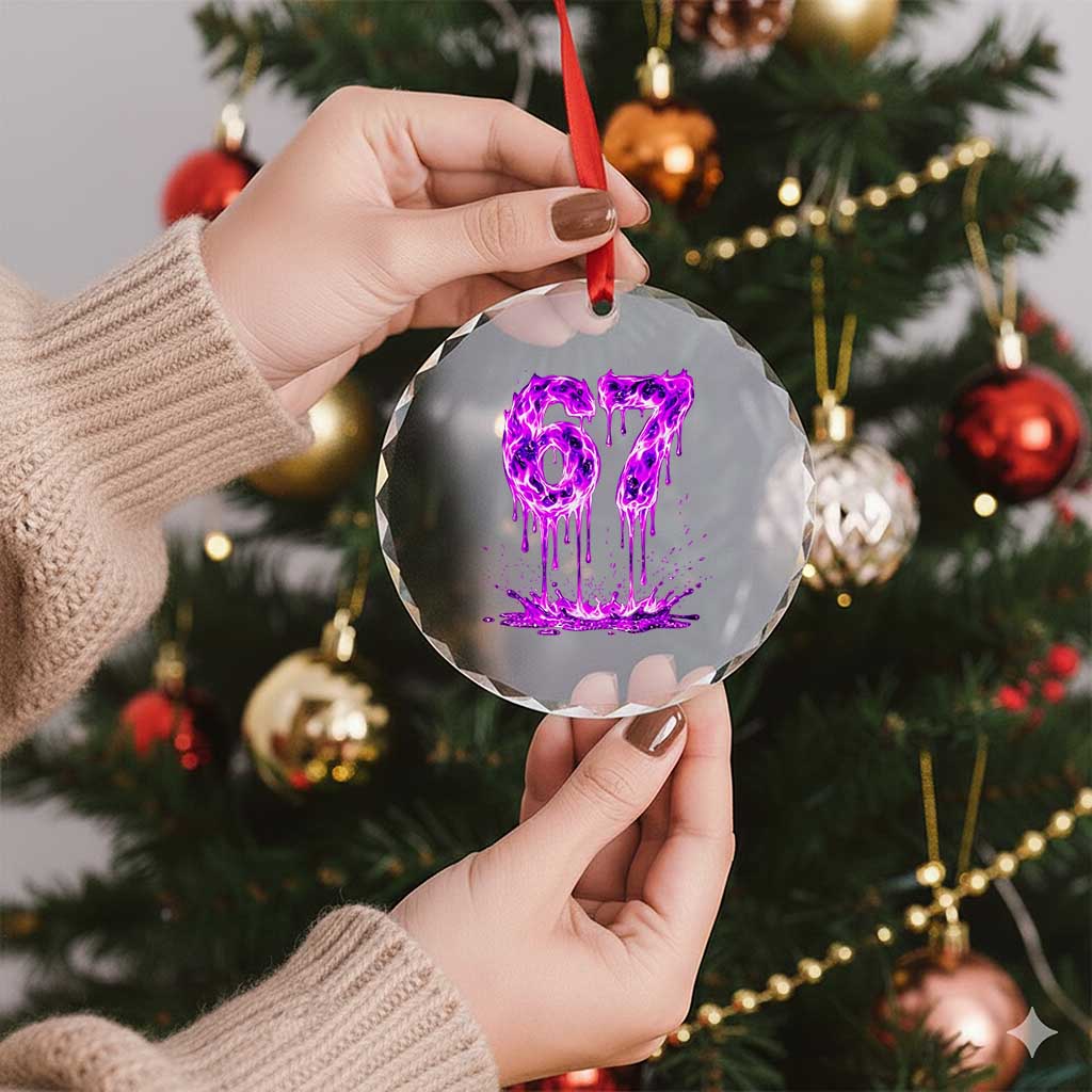 Drip Fire Flame Six Seven Crystal Glass Ornament Trendy Meme Gift