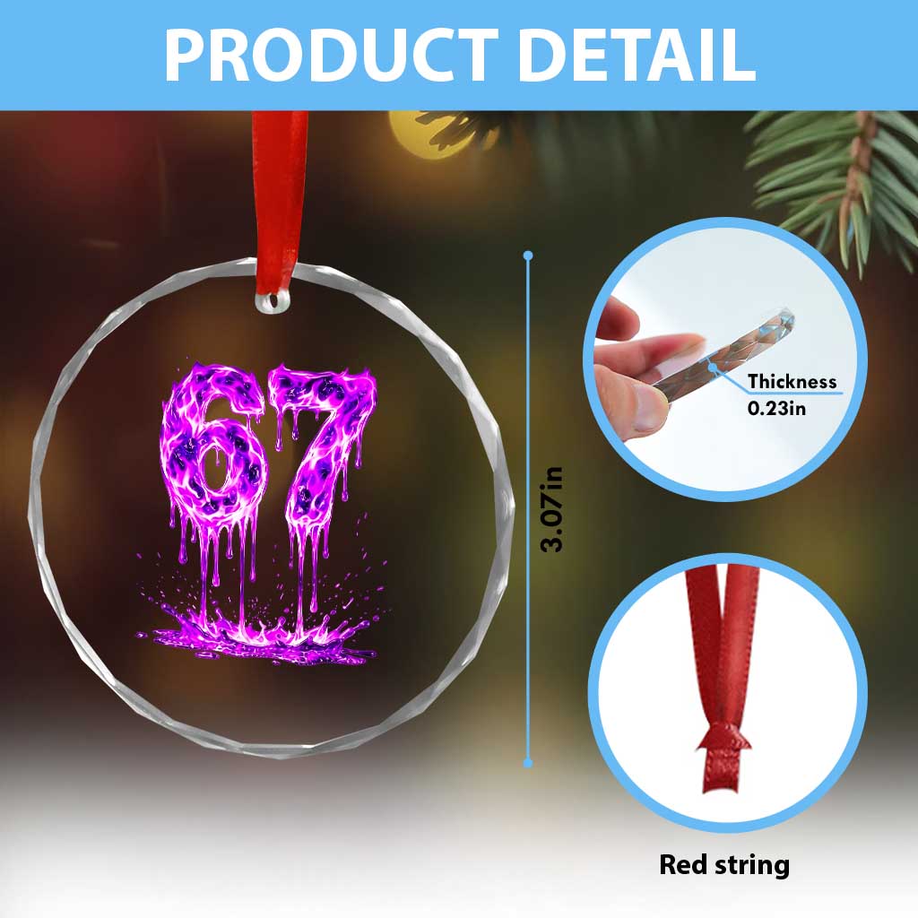 Drip Fire Flame Six Seven Crystal Glass Ornament Trendy Meme Gift