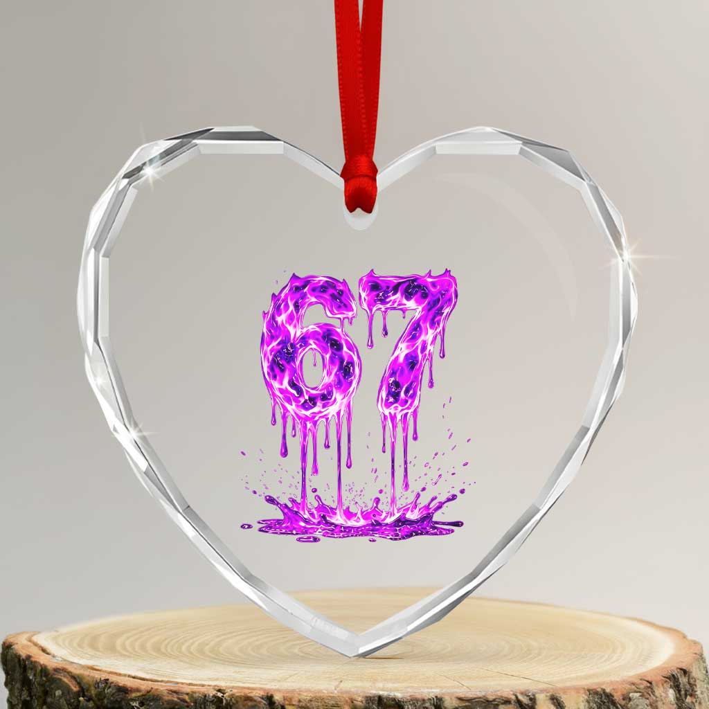 Drip Fire Flame Six Seven Heart Crystal Glass Ornament Trendy Meme Gift