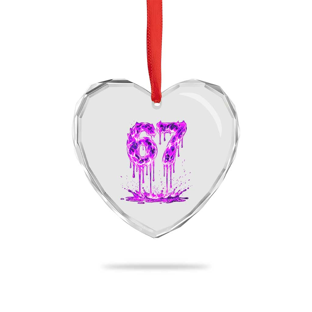 Drip Fire Flame Six Seven Heart Crystal Glass Ornament Trendy Meme Gift