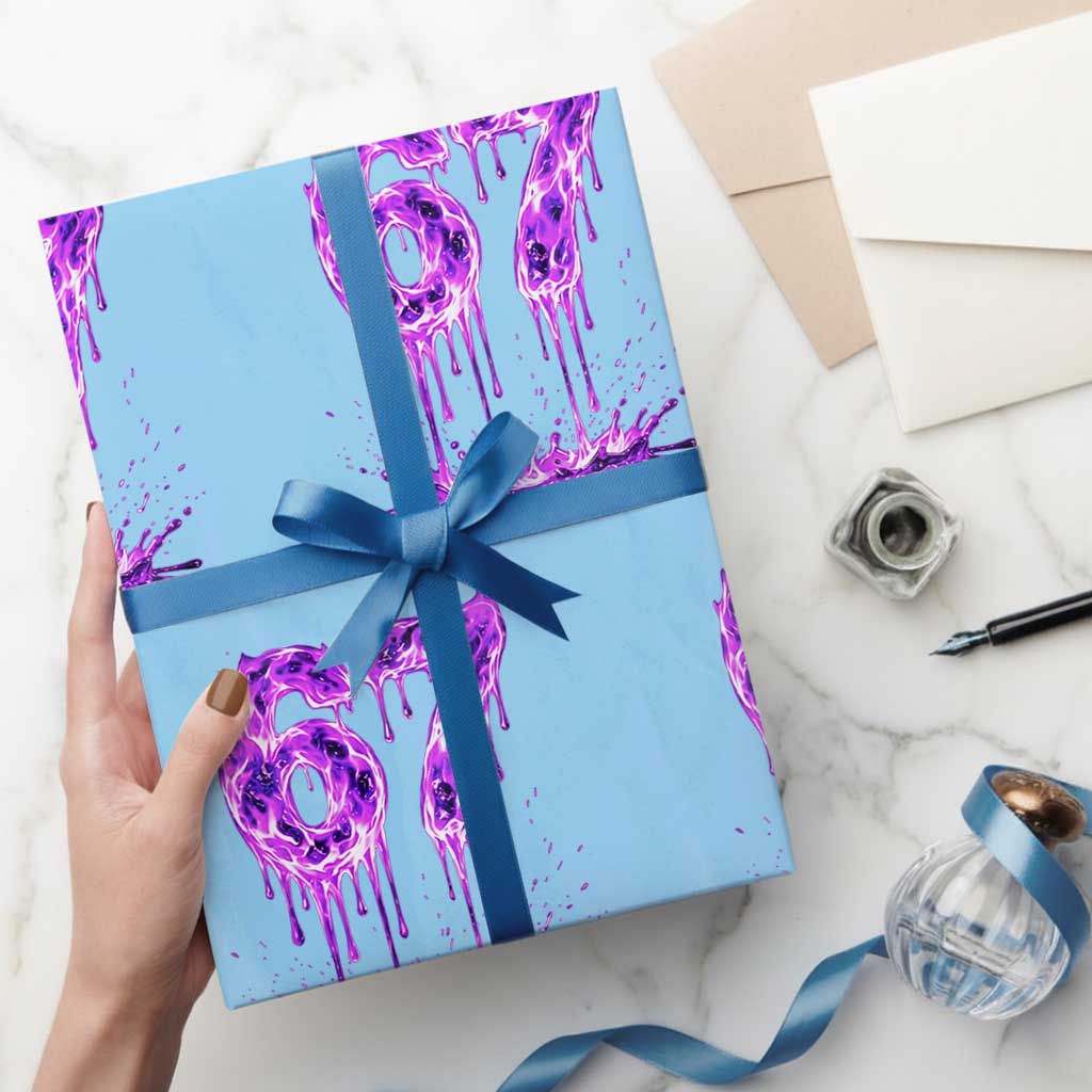 Drip Fire Flame Six Seven Wrapping Paper Roll Trendy Meme Gift