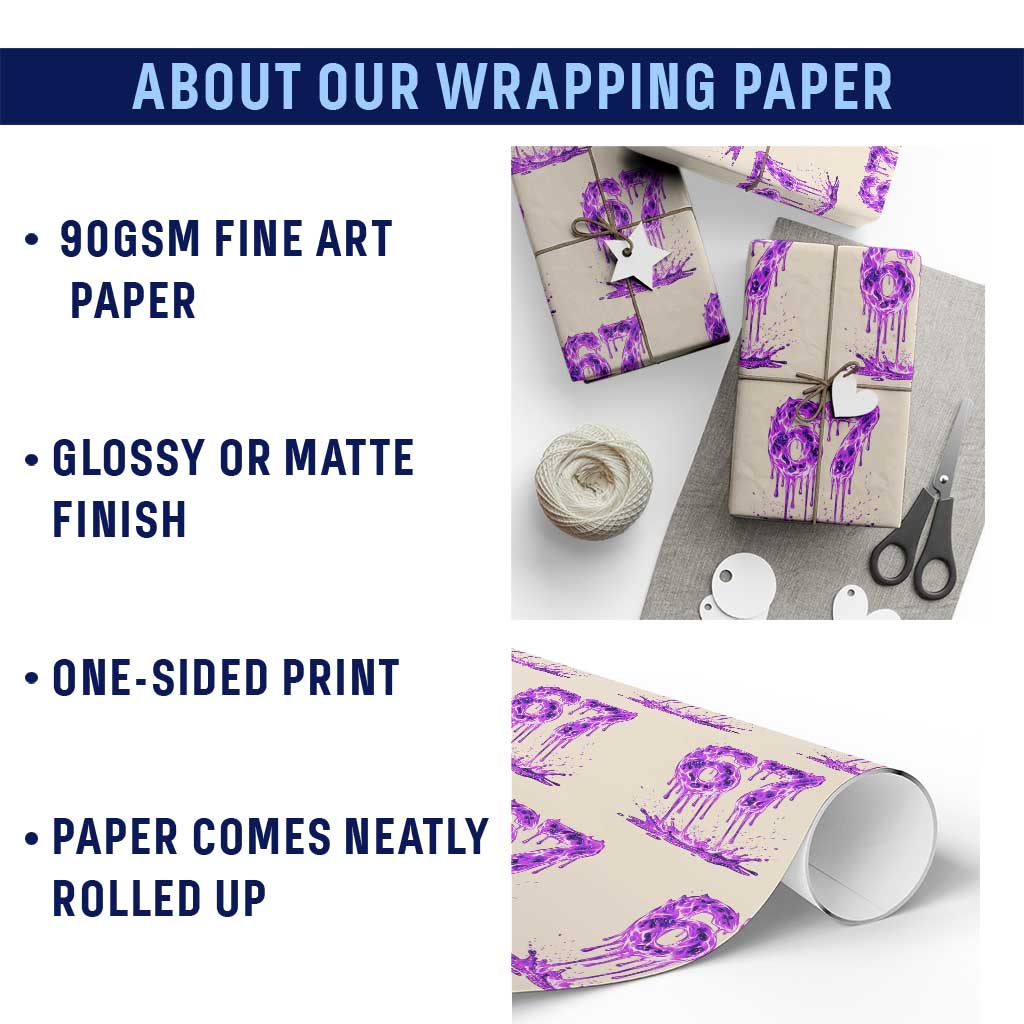 Drip Fire Flame Six Seven Wrapping Paper Roll Trendy Meme Gift