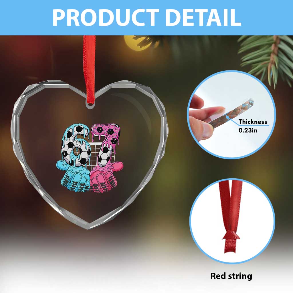Drip Soccer Six Seven Meme Heart Crystal Glass Ornament Funny Gen Alpha Slang