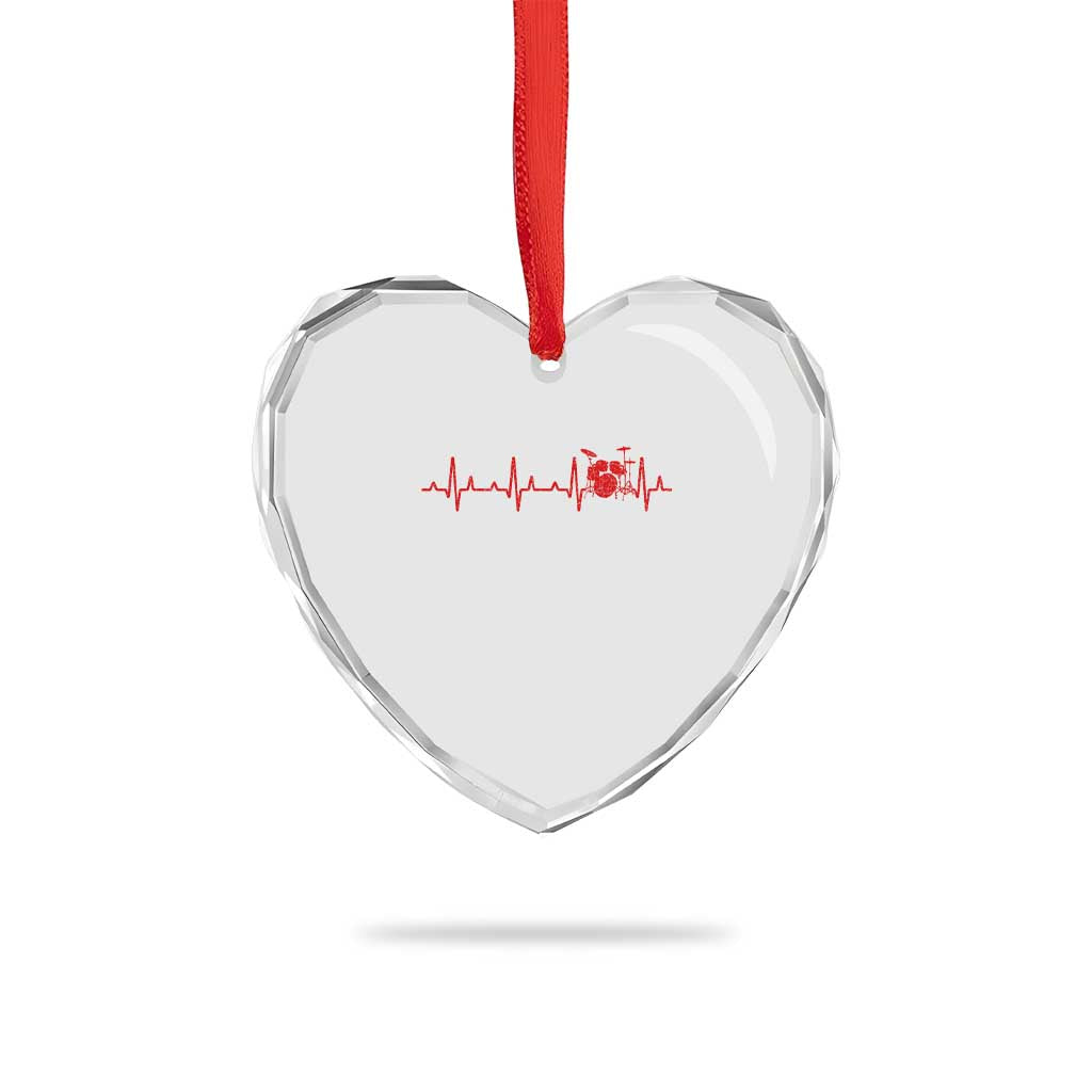 Drums Heartbeat Heart Crystal Glass Ornament Drummer Percussionist - Wonder Print Shop