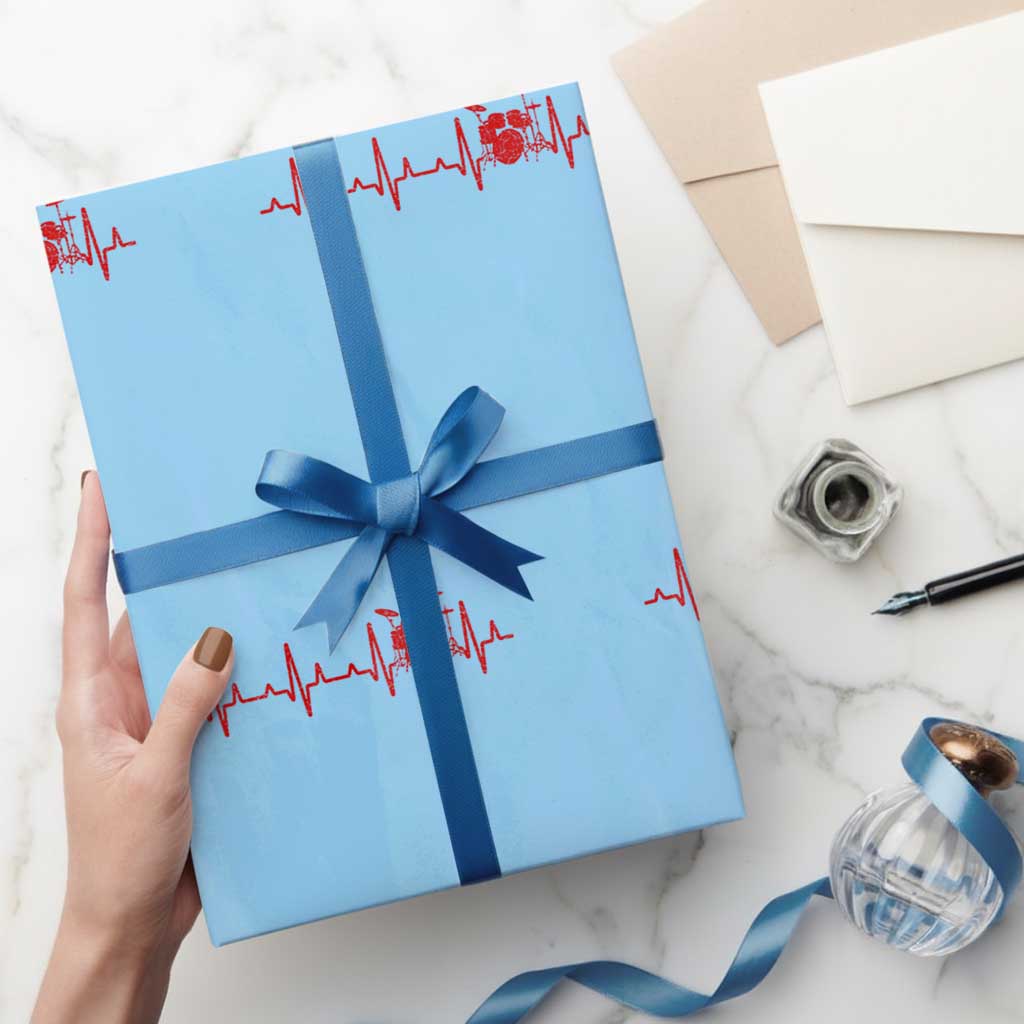 Drums Heartbeat Wrapping Paper Roll Drummer Percussionist - Wonder Print Shop