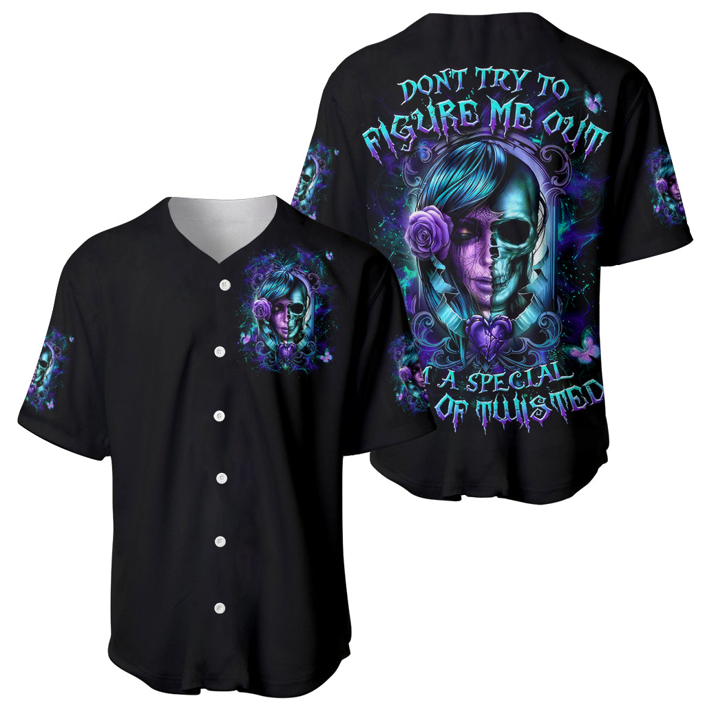 Lady Skull Baseball Jersey Don't Try To Figure Me Out I'm A Special Kind Of Twisted - Wonder Print Shop