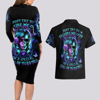 Lady Skull Couples Matching Long Sleeve Bodycon Dress and Hawaiian Shirt Don't Try To Figure Me Out I'm A Special Kind Of Twisted - Wonder Print Shop