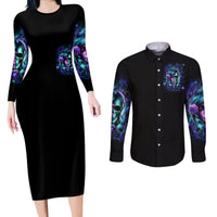 Lady Skull Couples Matching Long Sleeve Bodycon Dress and Long Sleeve Button Shirt Don't Try To Figure Me Out I'm A Special Kind Of Twisted - Wonder Print Shop
