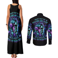 Lady Skull Couples Matching Tank Maxi Dress and Long Sleeve Button Shirt Don't Try To Figure Me Out I'm A Special Kind Of Twisted - Wonder Print Shop