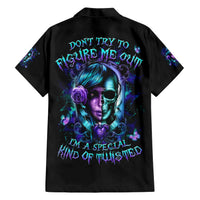 Lady Skull Family Matching Short Sleeve Bodycon Dress and Hawaiian Shirt Don't Try To Figure Me Out I'm A Special Kind Of Twisted - Wonder Print Shop