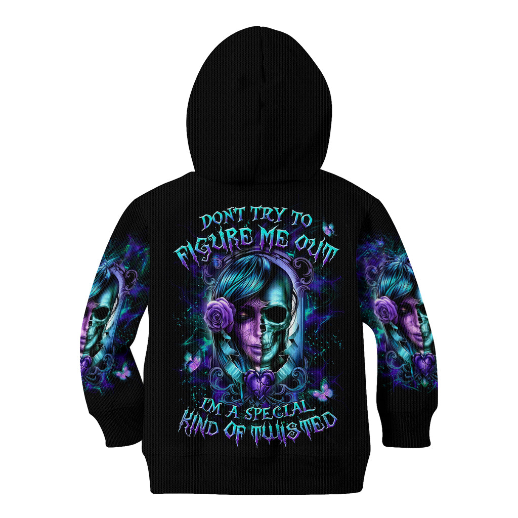 Lady Skull Kid Hoodie Don't Try To Figure Me Out I'm A Special Kind Of Twisted - Wonder Print Shop