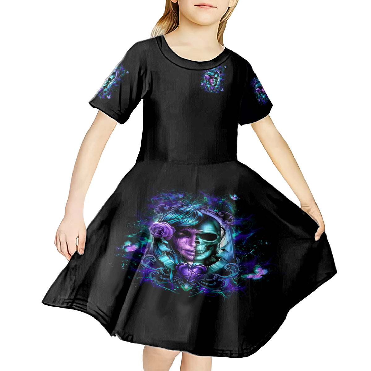 Lady Skull Kid Short Sleeve Dress Don't Try To Figure Me Out I'm A Special Kind Of Twisted - Wonder Print Shop