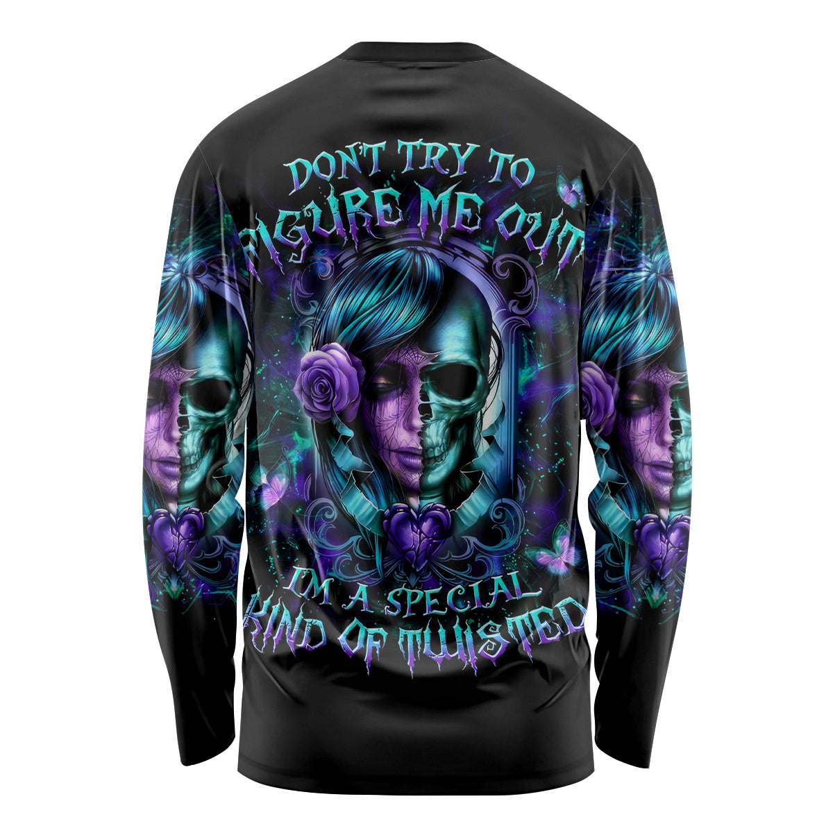 Lady Skull Long Sleeve Shirt Don't Try To Figure Me Out I'm A Special Kind Of Twisted - Wonder Print Shop
