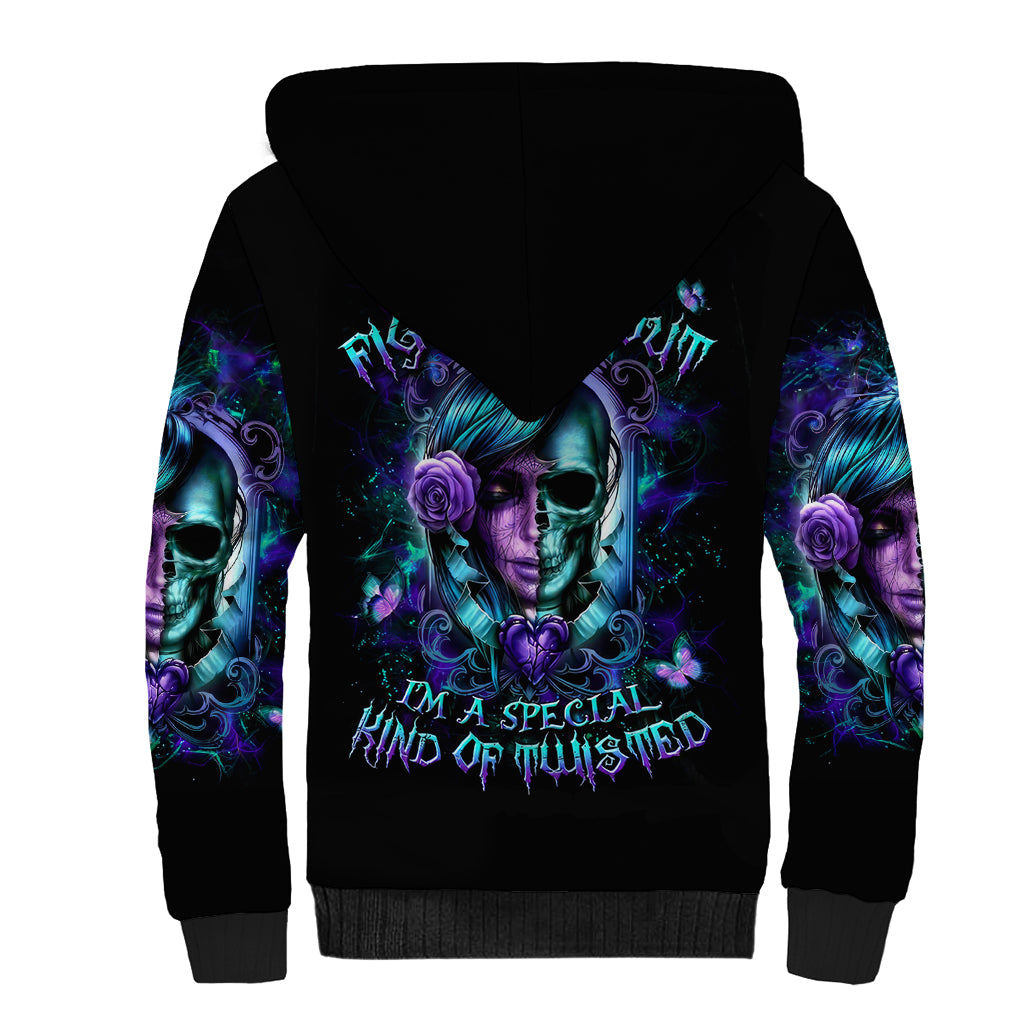 Lady Skull Sherpa Hoodie Don't Try To Figure Me Out I'm A Special Kind Of Twisted - Wonder Print Shop