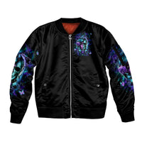 Lady Skull Sleeve Zip Bomber Jacket Don't Try To Figure Me Out I'm A Special Kind Of Twisted - Wonder Print Shop