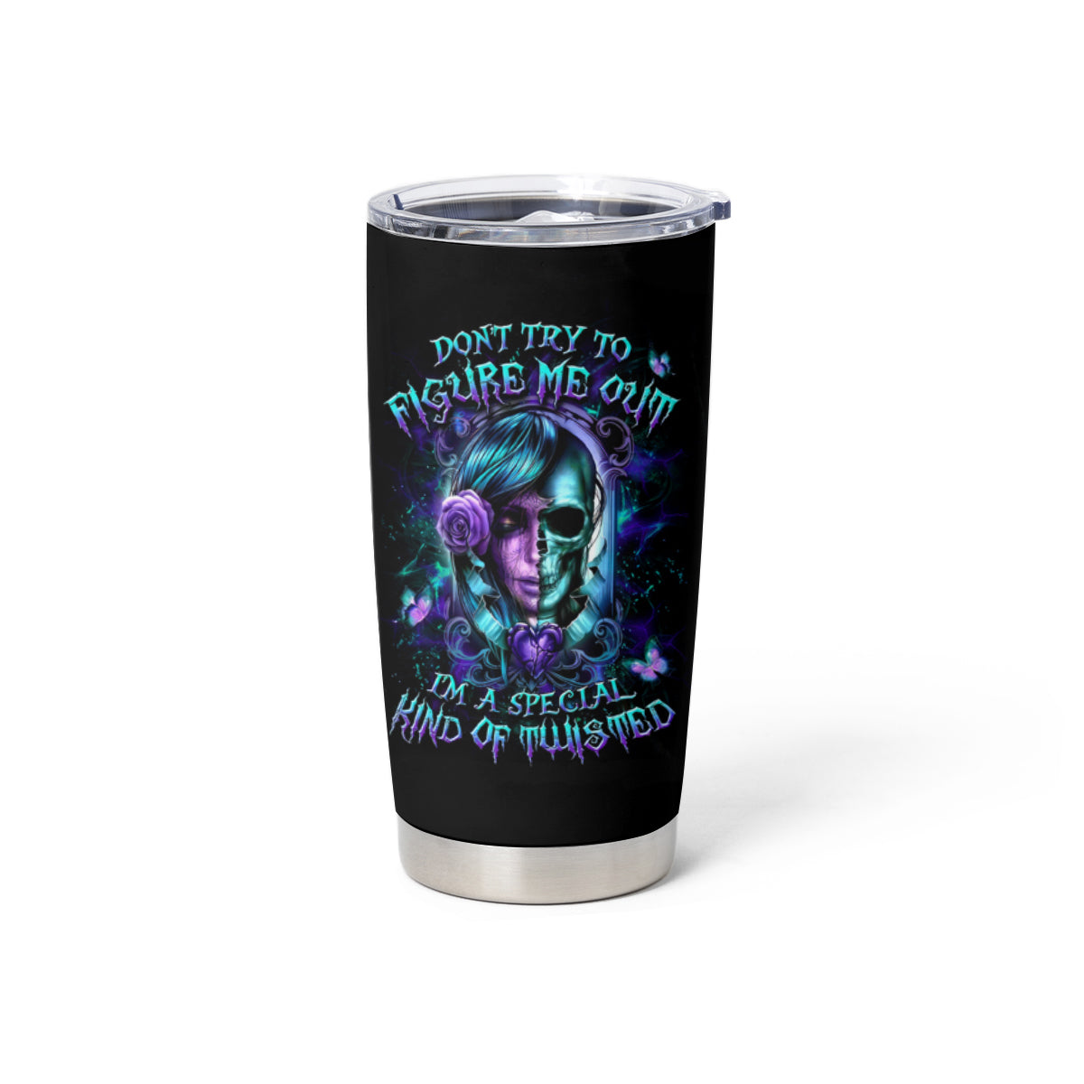 Lady Skull Tumbler Cup Don't Try To Figure Me Out I'm A Special Kind Of Twisted - Wonder Print Shop
