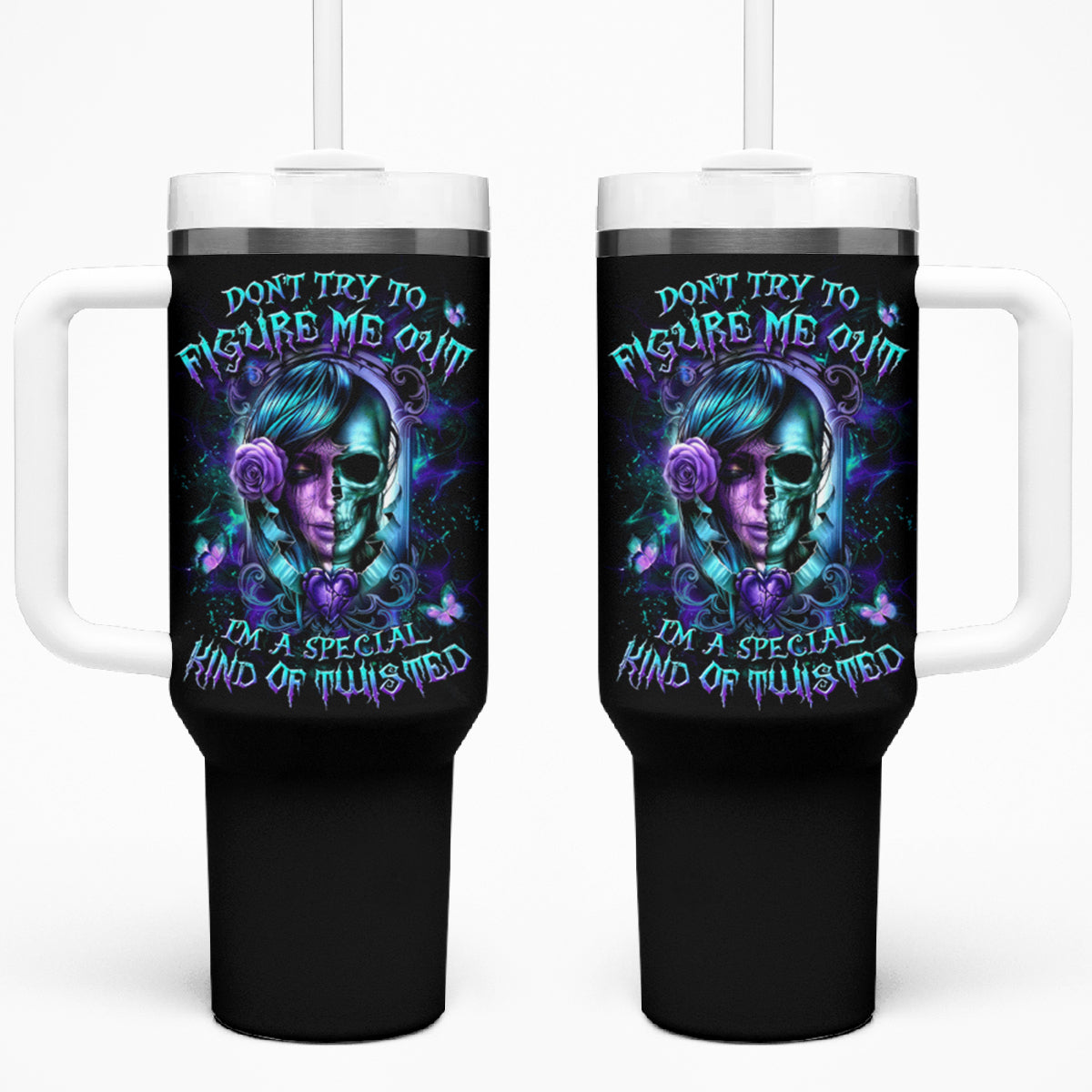 Lady Skull Tumbler With Handle Don't Try To Figure Me Out I'm A Special Kind Of Twisted - Wonder Print Shop