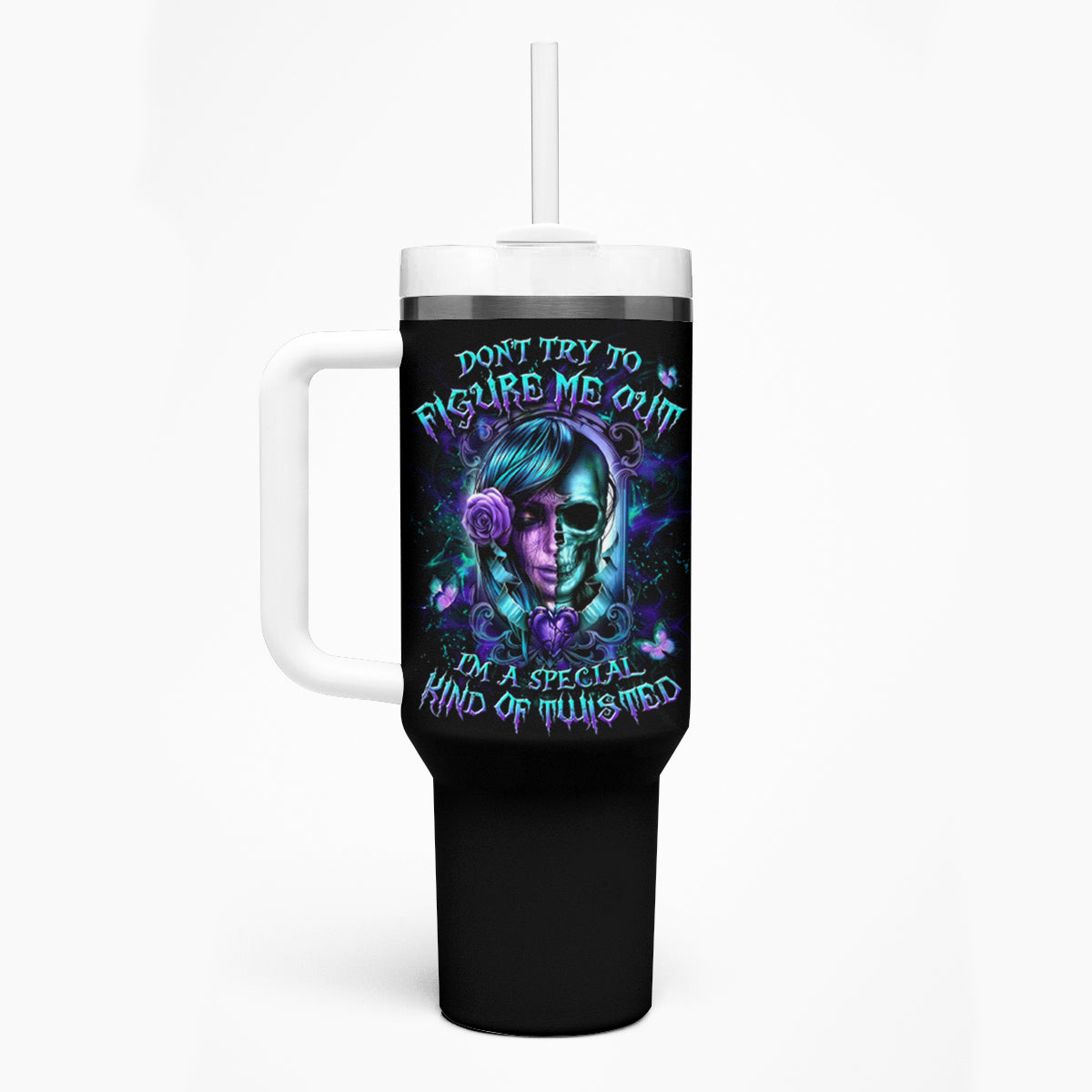 Lady Skull Tumbler With Handle Don't Try To Figure Me Out I'm A Special Kind Of Twisted - Wonder Print Shop
