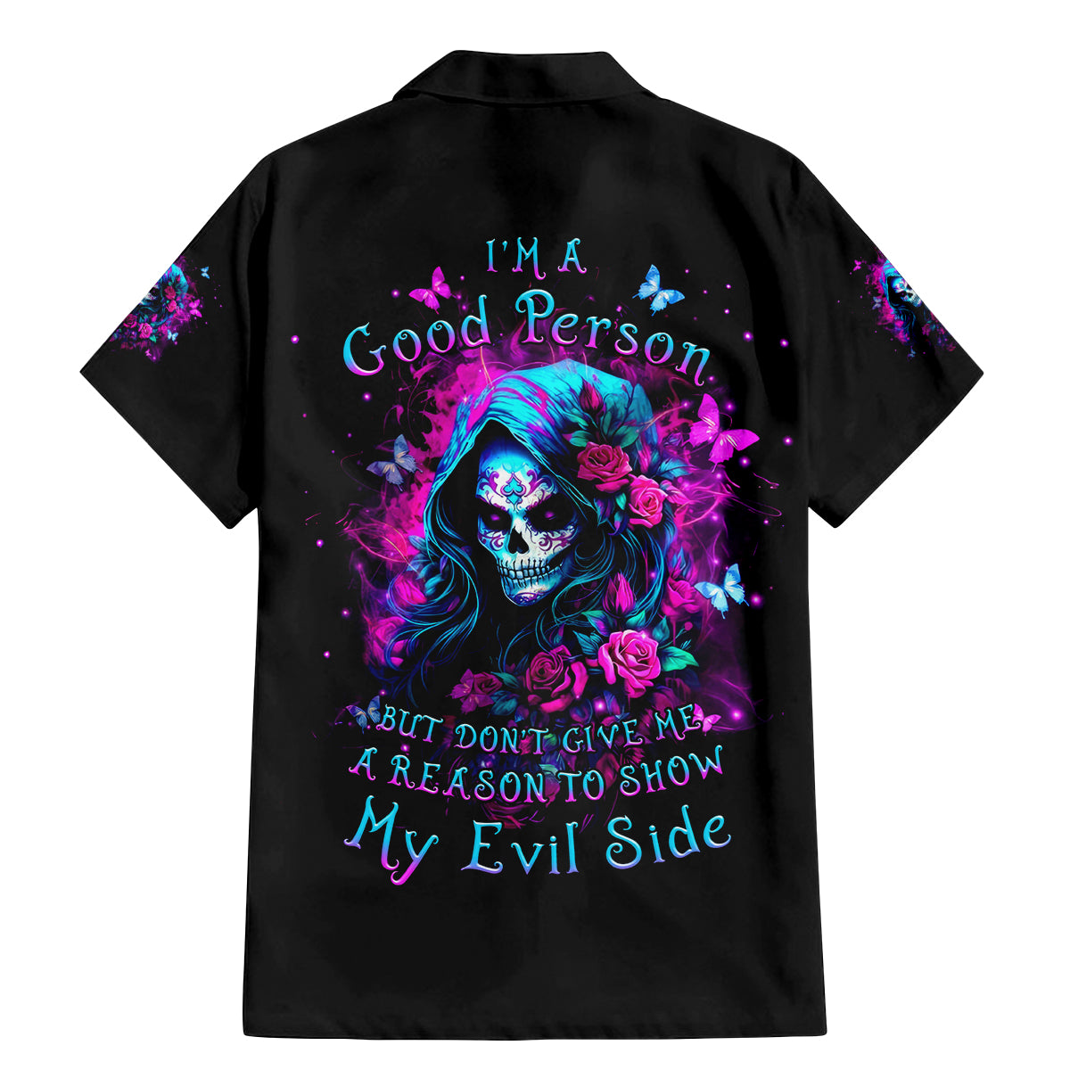 Witch Skull Family Matching Mermaid Dress and Hawaiian Shirt I'm A Good Person But Don't Give Me A Reason To Show Evil Side - Wonder Print Shop