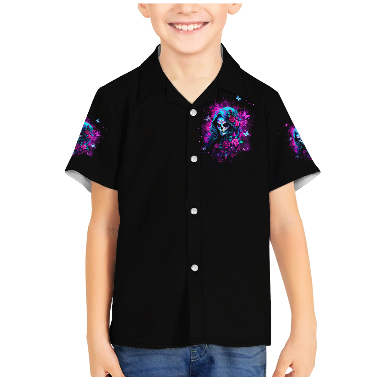 Witch Skull Family Matching Mermaid Dress and Hawaiian Shirt I'm A Good Person But Don't Give Me A Reason To Show Evil Side - Wonder Print Shop