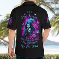 Witch Skull Hawaiian Shirt I'm A Good Person But Don't Give Me A Reason To Show Evil Side - Wonder Print Shop