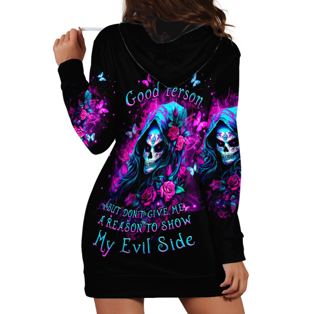 Witch Skull Hoodie Dress I'm A Good Person But Don't Give Me A Reason To Show Evil Side - Wonder Print Shop