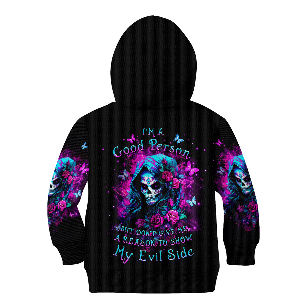 Witch Skull Kid Hoodie I'm A Good Person But Don't Give Me A Reason To Show Evil Side - Wonder Print Shop