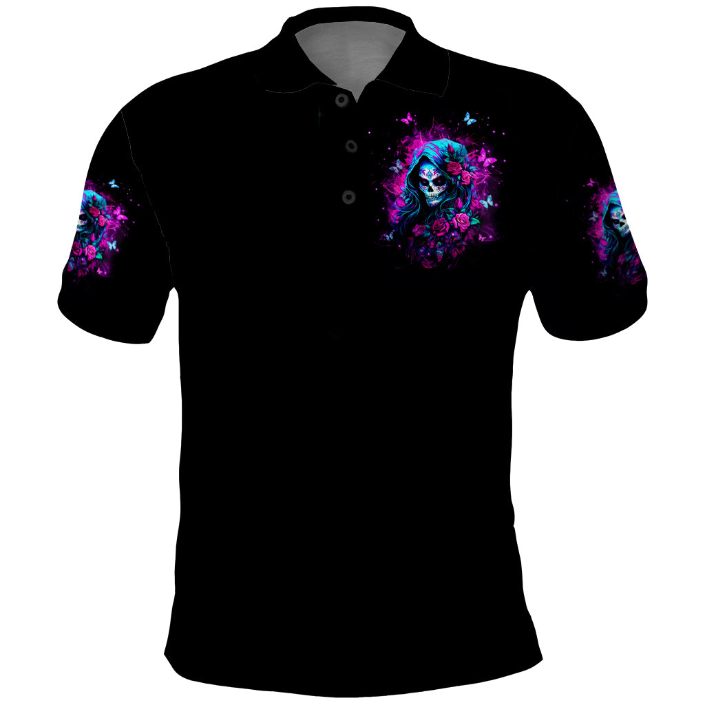 Witch Skull Polo Shirt I'm A Good Person But Don't Give Me A Reason To Show Evil Side - Wonder Print Shop