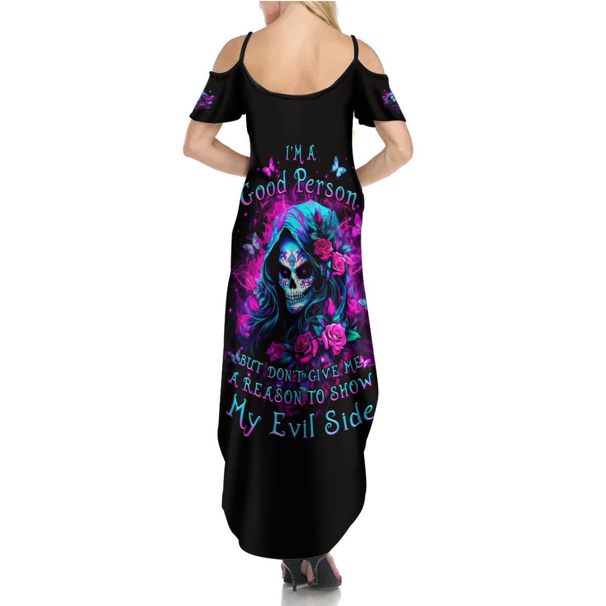 Witch Skull Summer Maxi Dress I'm A Good Person But Don't Give Me A Reason To Show Evil Side - Wonder Print Shop